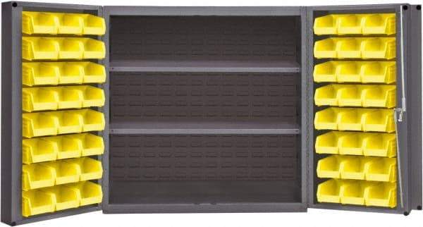 Durham - 2 Shelf 48 Bin Storage Cabinet - Steel, 36" Wide x 24" Deep x 36" High, Gray - Exact Tool & Supply