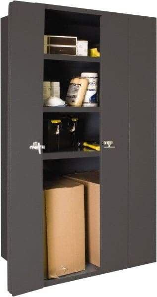 Durham - 3 Shelf Locking Storage Cabinet - Steel, 36" Wide x 20" Deep x 72" High, Gray - Exact Tool & Supply
