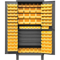 Durham - 1 Shelf 120 Bin Storage Cabinet - Steel, 36" Wide x 24" Deep x 78" High, Gray - Exact Tool & Supply