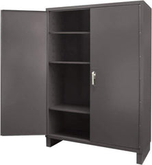 Durham - 3 Shelf Locking Storage Cabinet - Steel, 60" Wide x 24" Deep x 84" High, Gray - Exact Tool & Supply