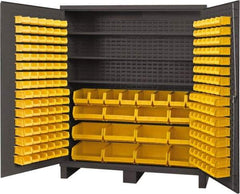 Durham - 3 Shelf 212 Bin Storage Cabinet - Steel, 72" Wide x 24" Deep x 84" High, Gray - Exact Tool & Supply