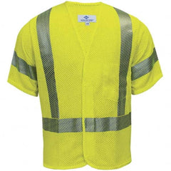 National Safety Apparel - Size L Flame Resistant/Retardant Yellow Mesh Public Safety High Visibility Vest - Exact Tool & Supply