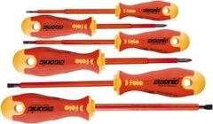 Felo - 6 Piece Phillips & Slotted Screwdriver Set - Bit Sizes: Philips #1 to #2, Comes in Cardboard/Plastic Window - Exact Tool & Supply