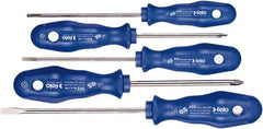 Felo - 5 Piece Phillips & Slotted Screwdriver Set - Bit Sizes: Philips #1 to #2, Comes in Cardboard/Plastic Window - Exact Tool & Supply