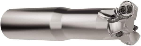 Seco - 1-1/4" Cutting Diam, 1" Shank Diam, 6mm Max Depth of Cut, Weldon Indexable Copy End Mill - 3 Inserts, RNMU12.. Insert, R217.28 Toolholder, Steel, Through Coolant - Exact Tool & Supply