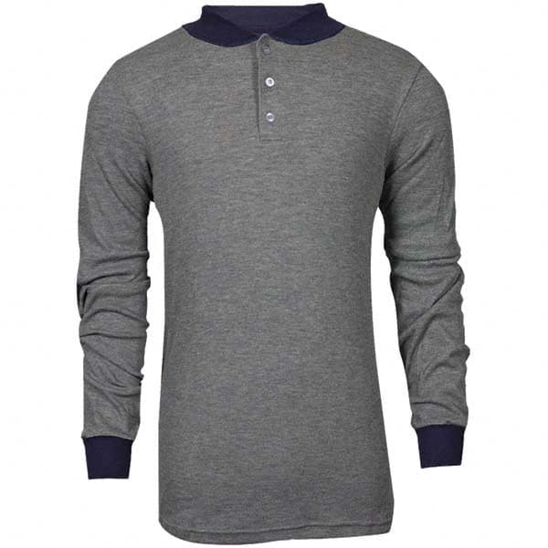 National Safety Apparel - Size L Gray Flame Resistant/Retardant Long Sleeve T-Shirt - Exact Tool & Supply