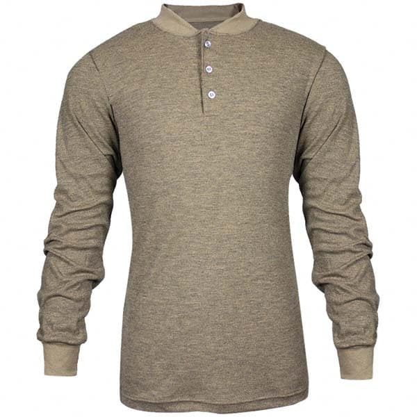 National Safety Apparel - Size XL Tan Flame Resistant/Retardant Long Sleeve T-Shirt - Exact Tool & Supply
