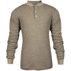 National Safety Apparel - Size S Tan Flame Resistant/Retardant Long Sleeve T-Shirt - Exact Tool & Supply