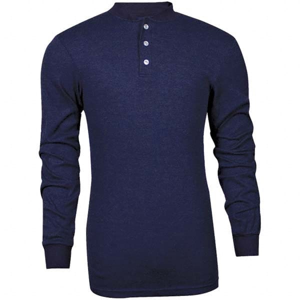 National Safety Apparel - Size S Navy Blue Flame Resistant/Retardant Long Sleeve T-Shirt - Exact Tool & Supply