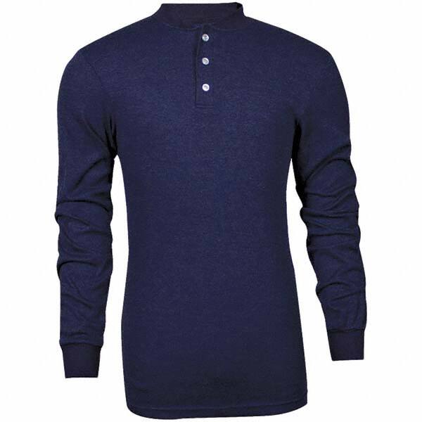 National Safety Apparel - Size L Navy Blue Flame Resistant/Retardant Long Sleeve T-Shirt - Exact Tool & Supply