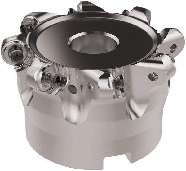 Seco - 80mm Cut Diam, 6mm Max Depth, 27mm Arbor Hole, 8 Inserts, RNMU12.. Insert Style, Indexable Copy Face Mill - R220.28 Cutter Style, 10,000 Max RPM, 50mm High, Through Coolant, Series R220 - Exact Tool & Supply