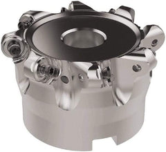 Seco - 80mm Cut Diam, 6mm Max Depth, 27mm Arbor Hole, 8 Inserts, RNMU12.. Insert Style, Indexable Copy Face Mill - R220.28 Cutter Style, 10,000 Max RPM, 50mm High, Through Coolant, Series R220 - Exact Tool & Supply