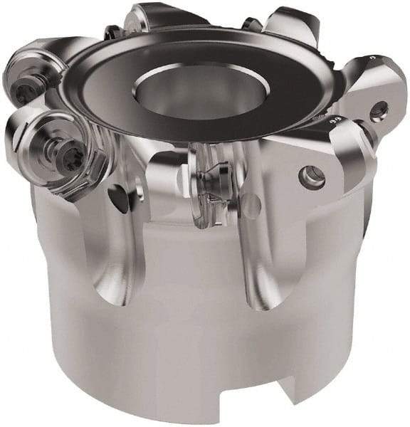 Seco - 66mm Cut Diam, 6mm Max Depth, 27mm Arbor Hole, 7 Inserts, RNMU12.. Insert Style, Indexable Copy Face Mill - R220.28 Cutter Style, 10,900 Max RPM, 50mm High, Through Coolant, Series R220 - Exact Tool & Supply