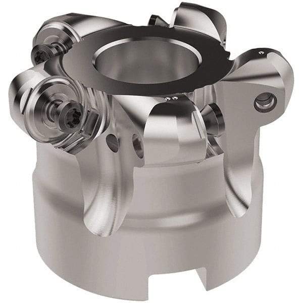 Seco - 52mm Cut Diam, 6mm Max Depth, 22mm Arbor Hole, 5 Inserts, RNMU12.. Insert Style, Indexable Copy Face Mill - R220.28 Cutter Style, 12,300 Max RPM, 40mm High, Through Coolant, Series R220 - Exact Tool & Supply