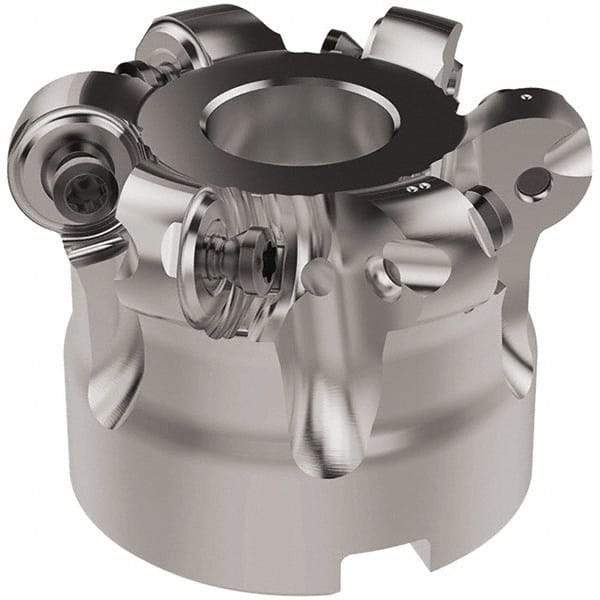 Seco - 2" Cut Diam, 6mm Max Depth, 3/4" Arbor Hole, 6 Inserts, RNMU12.. Insert Style, Indexable Copy Face Mill - R220.28 Cutter Style, 12,500 Max RPM, 1-1/2 High, Through Coolant, Series R220 - Exact Tool & Supply