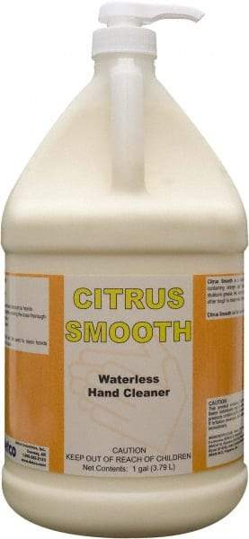 Detco - 1 Gal Pump Bottle Waterless Cream Waterless Hand Cleaner - Yellow, Citrus Scent - Exact Tool & Supply
