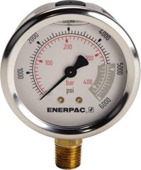 Enerpac - Hydraulic Pressure Gages & Adapters Type: Liquid-Filled Gauge Pressure Rating: 0 - 6000 - Exact Tool & Supply