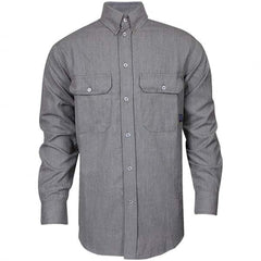National Safety Apparel - Size XL Gray Flame Resistant/Retardant Long Sleeve Button Down Shirt - Exact Tool & Supply