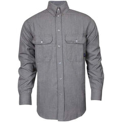 National Safety Apparel - Size S Gray Flame Resistant/Retardant Long Sleeve Button Down Shirt - Exact Tool & Supply