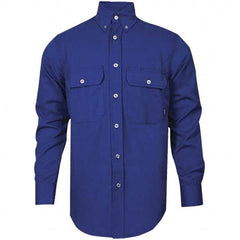 National Safety Apparel - Size M Royal Blue Flame Resistant/Retardant Long Sleeve Button Down Shirt - Exact Tool & Supply