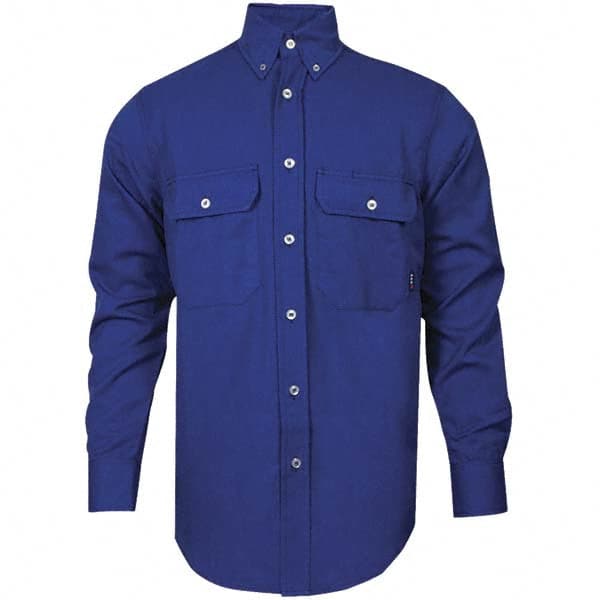 National Safety Apparel - Size S Royal Blue Flame Resistant/Retardant Long Sleeve Button Down Shirt - Exact Tool & Supply