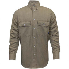 National Safety Apparel - Size S Tan Flame Resistant/Retardant Long Sleeve Button Down Shirt - Exact Tool & Supply