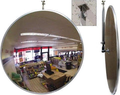 Se-Kure Domes&Mirrors - Indoor Round Convex Safety, Traffic & Inspection Mirrors - Acrylic Lens, Hardboard Backing, 26" Diam, 26' Max Covered Distance - Exact Tool & Supply