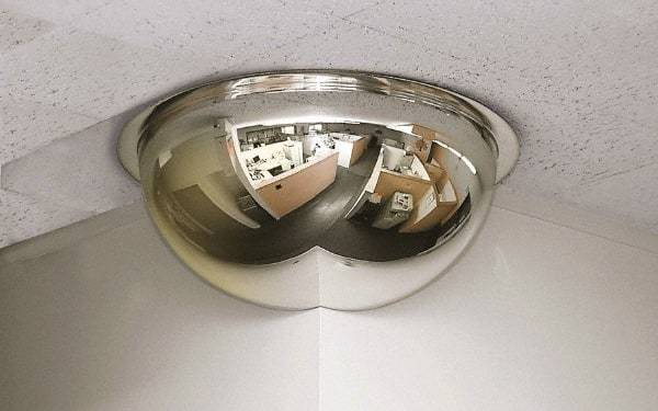 Se-Kure Domes&Mirrors - Indoor Round Dome Safety, Traffic & Inspection Mirrors - Acrylic Lens, 18" Diam, 18' Max Covered Distance - Exact Tool & Supply