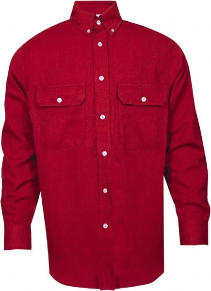 National Safety Apparel - Size S Red Flame Resistant/Retardant Long Sleeve Button Down Shirt - Exact Tool & Supply