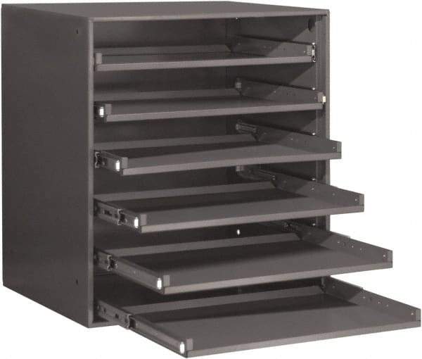 Durham - 6 Drawer, Small Parts Slide Rack Cabinet - 22" Deep x 23" Wide x 17" High - Exact Tool & Supply
