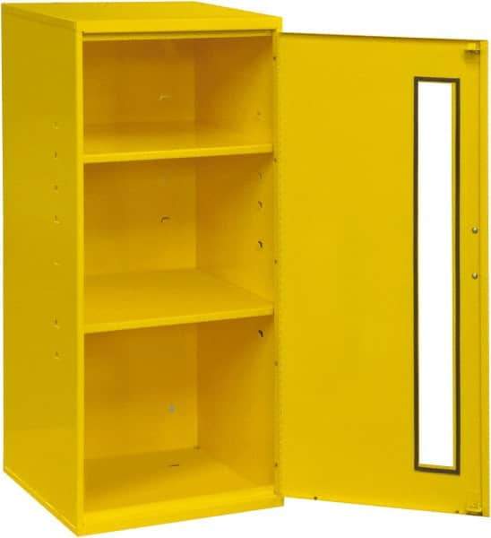 Durham - 2 Shelf Wall Storage Cabinet - Steel, 13-3/4" Wide x 12-3/4" Deep x 30" High, Yellow - Exact Tool & Supply