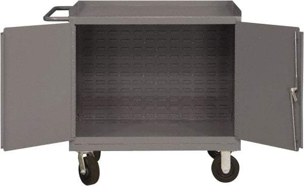 Durham - 2,000 Lb Capacity, 24" Wide x 36" Long x 40-1/2" High Mobile Cart - 2 Door, Steel, 2 Rigid/2 Swivel Casters - Exact Tool & Supply