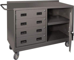 Durham - 1,200 Lb Capacity, 18" Wide x 48" Long x 30-3/4" High Mobile Cart - 1 Door, 4 Drawer, 1 Shelf, Steel, 2 Rigid/2 Swivel Casters - Exact Tool & Supply