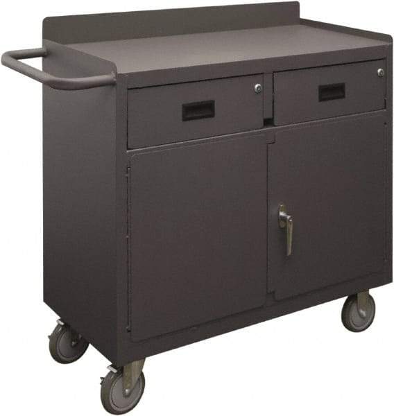 Durham - 1,200 Lb Capacity, 18" Wide x 36" Long x 32-7/32" High Mobile Cart - 2 Door, 2 Drawer, 1 Shelf, Steel, 2 Rigid/2 Swivel Casters - Exact Tool & Supply