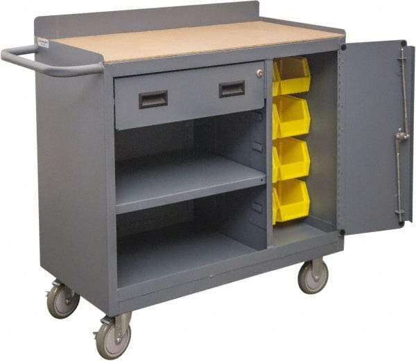 Durham - 1,200 Lb Capacity, 18" Wide x 36" Long x 39-3/4" High Mobile Cart - 1 Door, 1 Drawer, 1 Shelf, Steel, 2 Rigid/2 Swivel Casters - Exact Tool & Supply