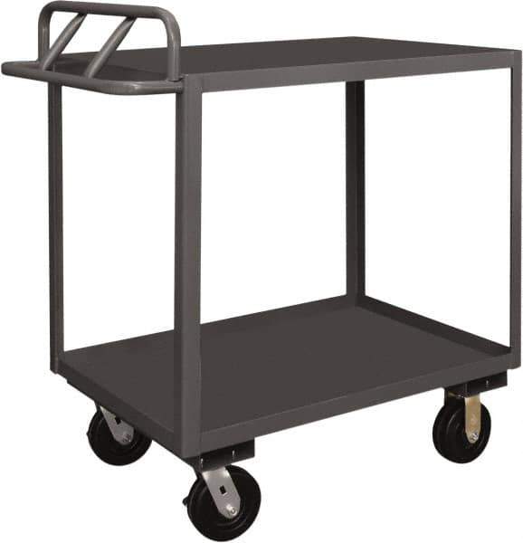 Durham - 3,600 Lb Capacity, 24" Wide x 48" Long x 37-5/8" High Service Cart - 2 Shelf, Steel, 2 Rigid/2 Swivel Casters - Exact Tool & Supply