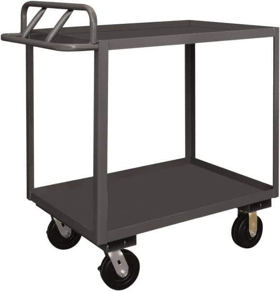 Durham - 3,600 Lb Capacity, 18" Wide x 36" Long x 37-5/8" High Service Cart - 2 Shelf, Steel, 2 Rigid/2 Swivel Casters - Exact Tool & Supply