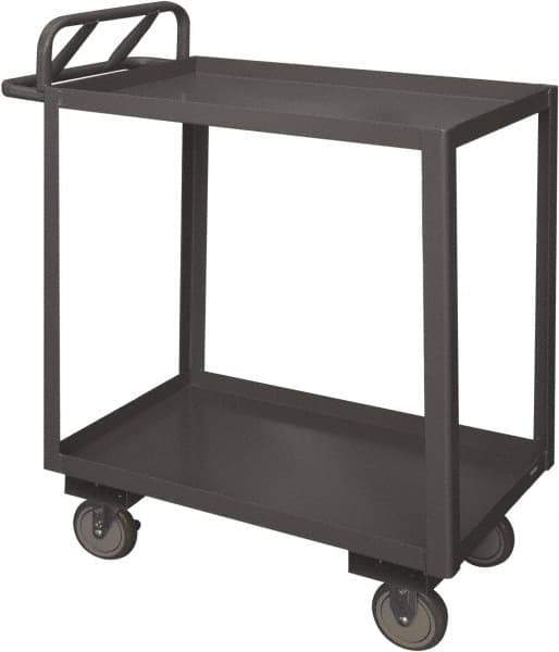 Durham - 1,200 Lb Capacity, 18" Wide x 30" Long x 38" High Service Cart - 2 Shelf, Steel, 2 Rigid/2 Swivel Casters - Exact Tool & Supply