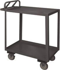 Durham - 1,200 Lb Capacity, 18" Wide x 30" Long x 38" High Service Cart - 2 Shelf, Steel, 2 Rigid/2 Swivel Casters - Exact Tool & Supply