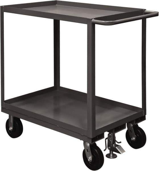 Durham - 2,400 Lb Capacity, 30" Wide x 48" Long x 37-5/8" High Service Cart - 2 Shelf, Steel, 2 Rigid/2 Swivel Casters - Exact Tool & Supply