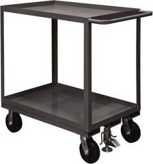 Durham - 2,400 Lb Capacity, 30" Wide x 48" Long x 37-5/8" High Service Cart - 2 Shelf, Steel, 2 Rigid/2 Swivel Casters - Exact Tool & Supply
