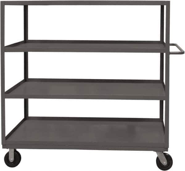 Durham - 3,000 Lb Capacity, 24" Wide x 48" Long x 59-1/2" High Service Cart - 4 Shelf, Steel, 2 Rigid/2 Swivel Casters - Exact Tool & Supply