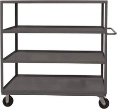 Durham - 3,000 Lb Capacity, 24" Wide x 48" Long x 59-1/2" High Service Cart - 4 Shelf, Steel, 2 Rigid/2 Swivel Casters - Exact Tool & Supply