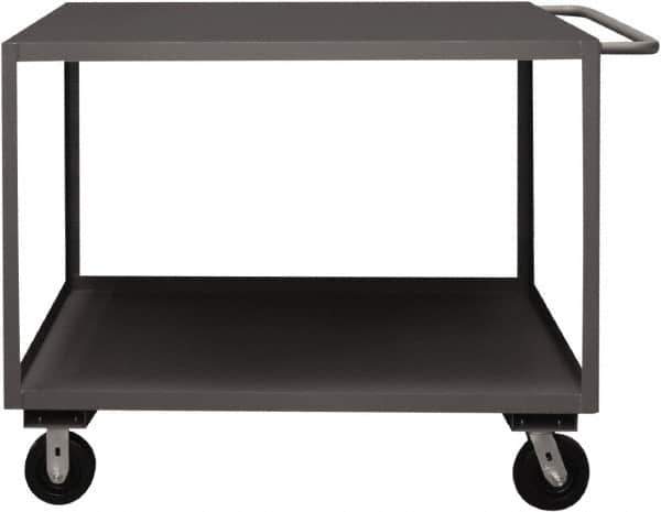Durham - 3,000 Lb Capacity, 24" Wide x 36" Long x 39-1/16" High Service Cart - 2 Shelf, Steel, 2 Rigid/2 Swivel Casters - Exact Tool & Supply