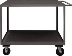 Durham - 3,000 Lb Capacity, 24" Wide x 36" Long x 39-1/16" High Service Cart - 2 Shelf, Steel, 2 Rigid/2 Swivel Casters - Exact Tool & Supply