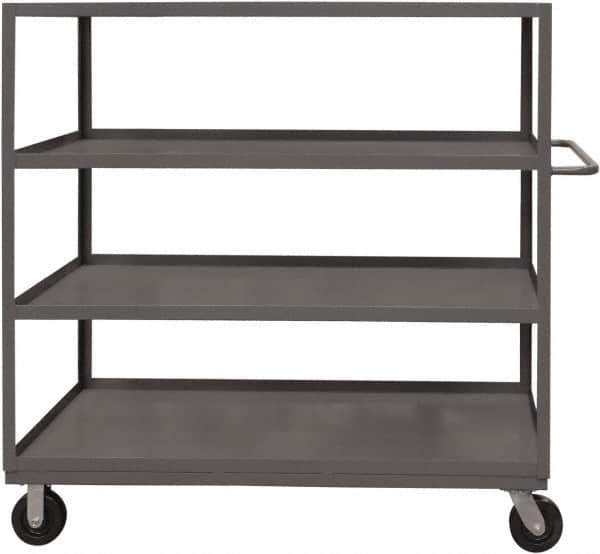 Durham - 1,200 Lb Capacity, 18" Wide x 30" Long x 55-5/8" High Service Cart - 4 Shelf, Steel, 2 Rigid/2 Swivel Casters - Exact Tool & Supply