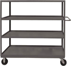 Durham - 1,200 Lb Capacity, 18" Wide x 30" Long x 55-5/8" High Service Cart - 4 Shelf, Steel, 2 Rigid/2 Swivel Casters - Exact Tool & Supply