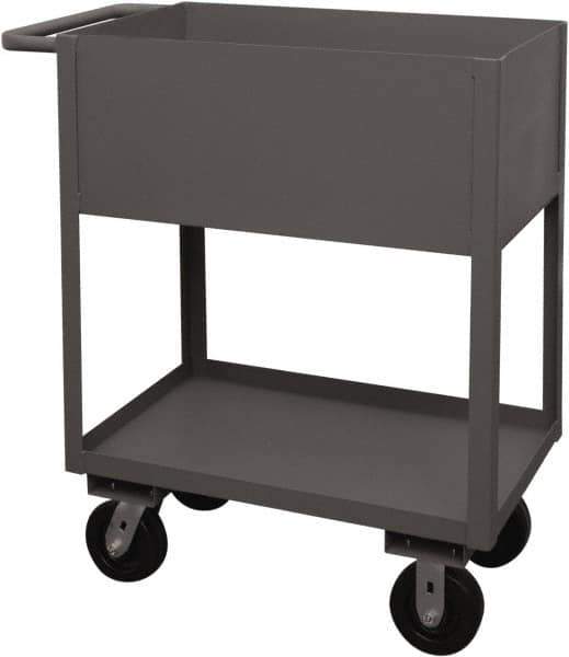 Durham - 1,200 Lb Capacity, 18" Wide x 30" Long x 39-1/16" High Service Cart - 2 Shelf, Steel, 2 Rigid/2 Swivel Casters - Exact Tool & Supply
