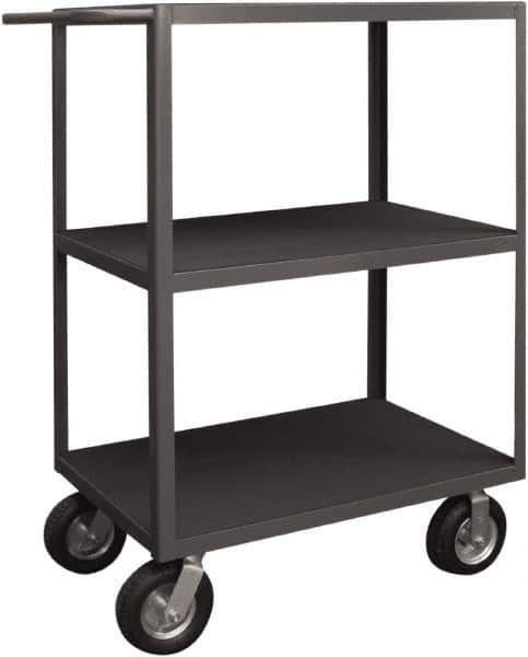 Durham - 1,200 Lb Capacity, 24" Wide x 48" Long x 50" High Instrument Cart - 3 Shelf, Steel, 2 Rigid/2 Swivel Casters - Exact Tool & Supply