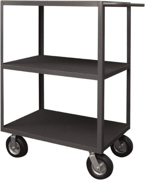 Durham - 1,200 Lb Capacity, 24" Wide x 36" Long x 50" High Instrument Cart - 3 Shelf, Steel, 2 Rigid/2 Swivel Casters - Exact Tool & Supply